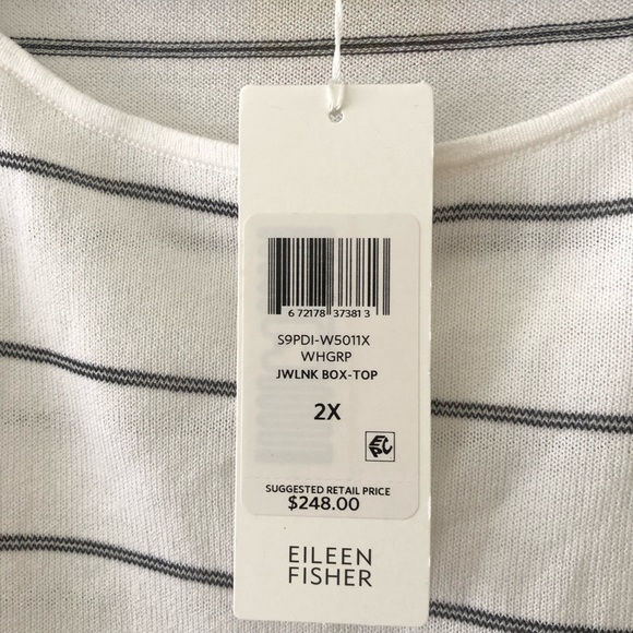 Eileen Fisher White Striped Tencel Coastal Grandma Top 2X - Picture 4 of 8